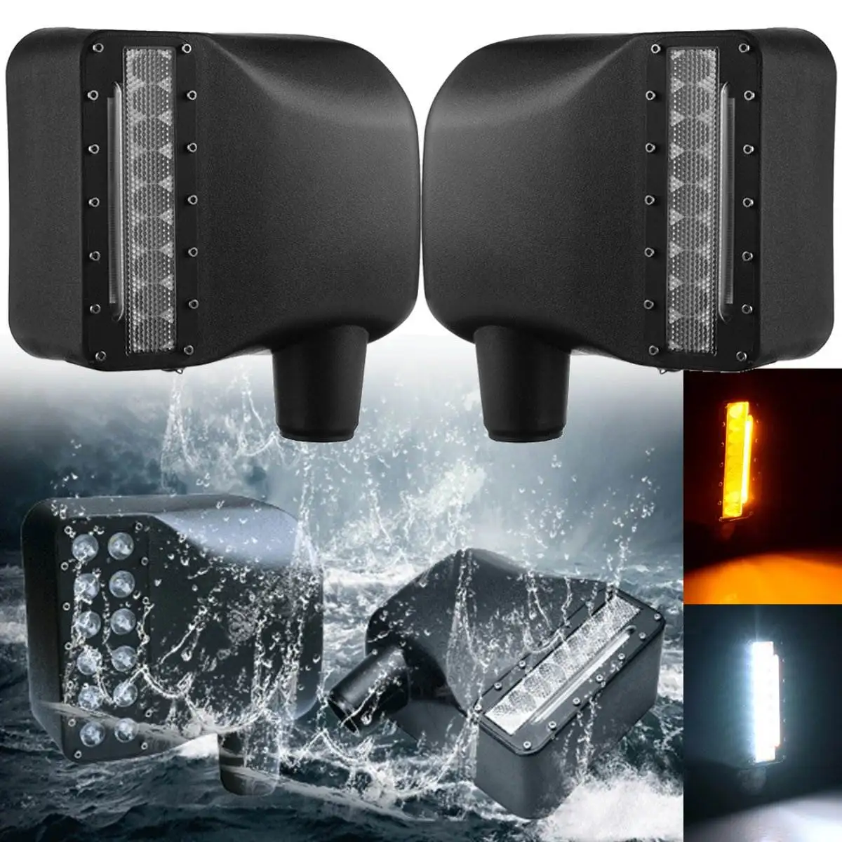 

A Pair LED Turn Turning Lamp Daytime Running Light Rearview Mirror Lamp For Jeep For Wrangler 07-16 6000K White Yellow