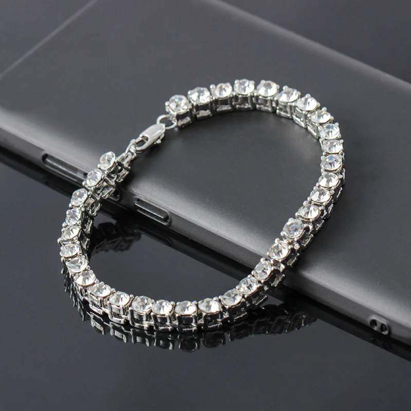 Мода г. цвет серебристый, золотой Iced Out браслет для мужчин хип хоп Jewelry унисекс женщин Bling Стразы браслет-цепочка с кристаллами подарки
