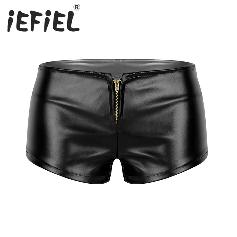 

Fashion Women Faux Leather Nightwear Cosplay Shorts Front Zipper Low Waisted Booty Shorts Mini Hot Shorts for Dancewear Clubwear