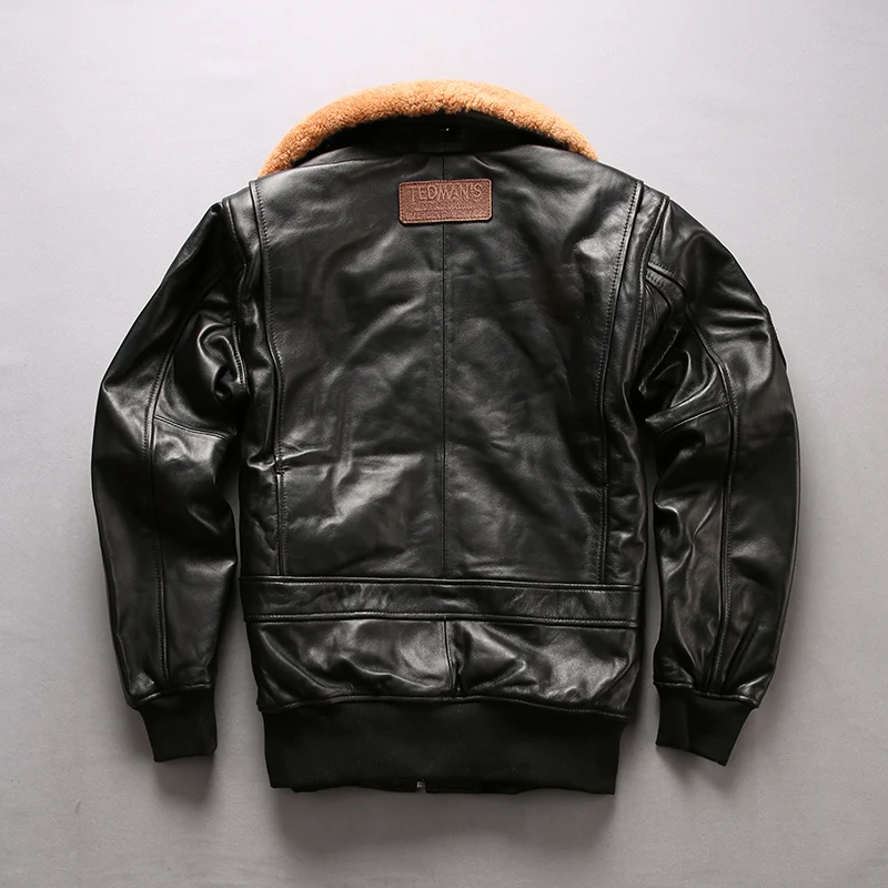 Black Friday air force flight G1 pilot warm fur collar leather jacket high quality genuine sheep leather clothing sheep rider jacket  8131
