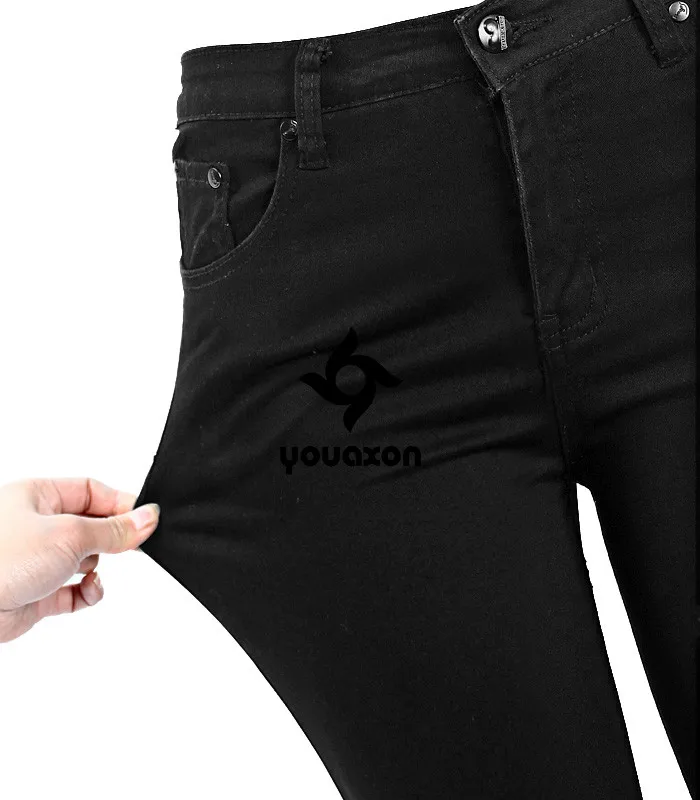 1878 Youaxon женские рваные Стрейчевые черные рваные обтягивающие джинсовые брюки Ferminio, джинсы для женщин
