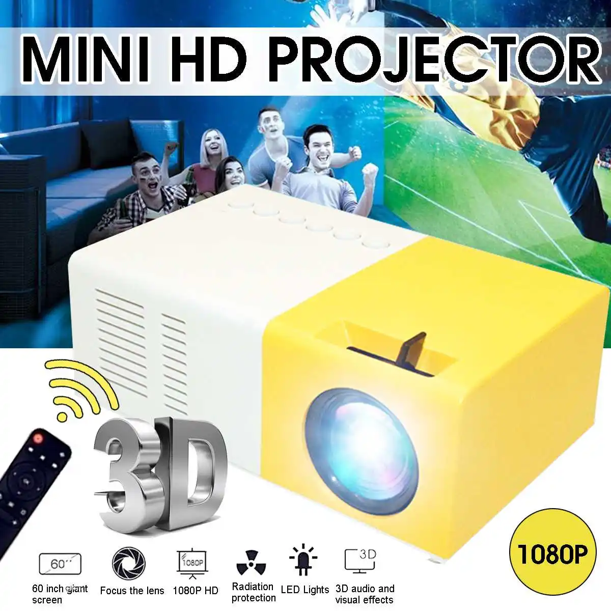 

100~240V Mini Portable LED Projector 1080P HD Beamer TFT LCD LED Proyector HDMI USB AV SD For Home Theater Children Education