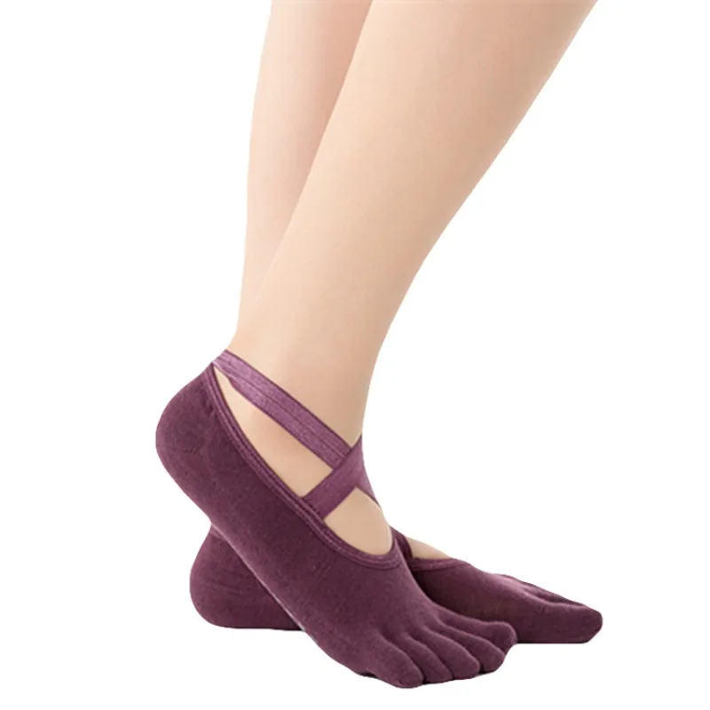 Профессиональные женские нескользящие носки для танцев, бандажные спортивные носки с пальцами, носки для йоги, женские носки для пилатеса и балета