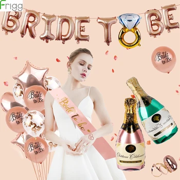 

Bachelorette Party Decoration Rose Gold Bridal Shower Decorations Gold Glitter Banner Veil Sash for Bride Rose Confetti Balloon