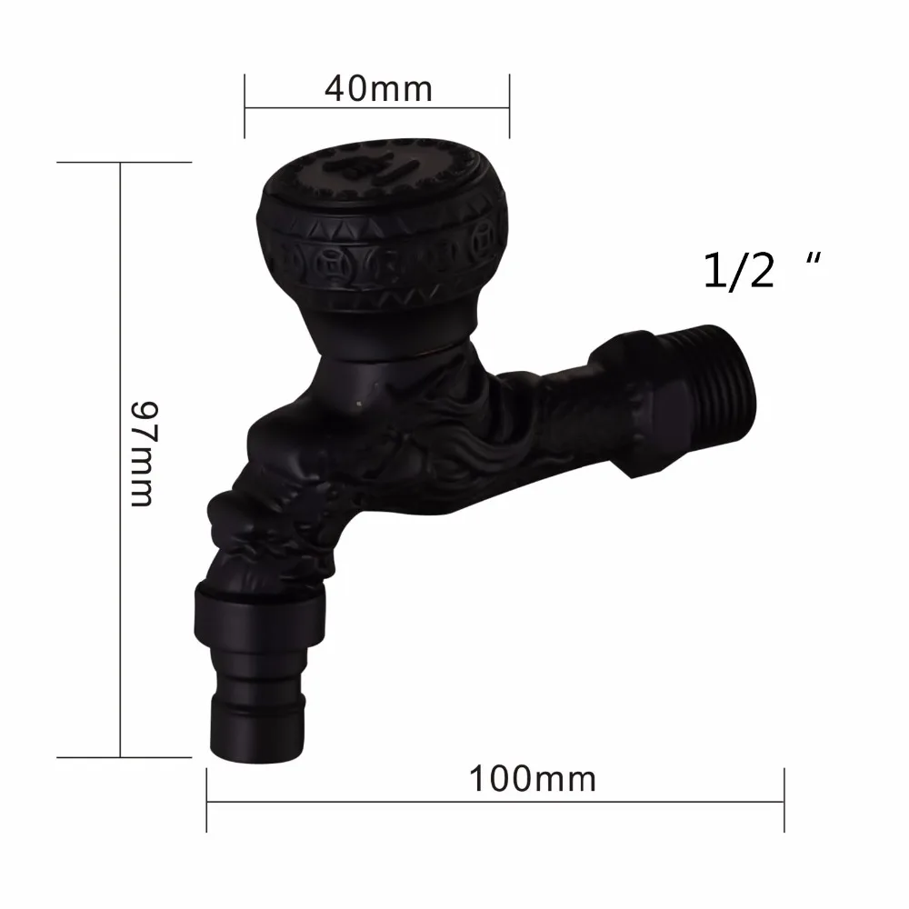 Резное настенное крепление черная водная стена маленький кран декоративный садовый кран длинная стиральная машина водопроводная раковина лента для сливного крана Mic-B019