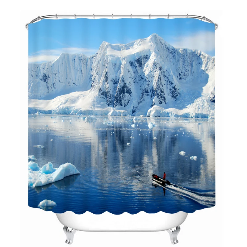 MYRU 3D Print Waterproof Snow Mountain Shower Curtains Bath Products