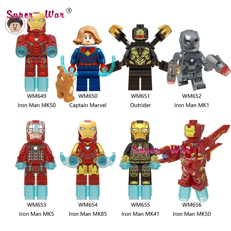 10 компл. Marvel Comics серии 8 Мстители Железный человек машина войны MK50 MK85 блоки игрушки модель кирпича детей - Цвет: 10Set-WM649-656
