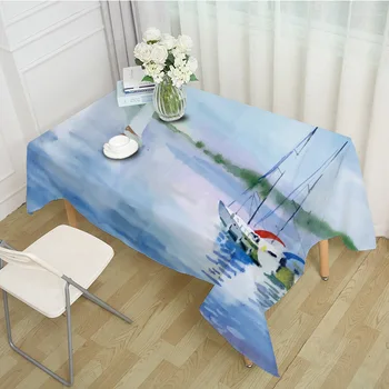 

Pastoral Style Decorative Table Cloth Chinese Landscape Painting Polyester Tablecloth Dining Table Cover for Kitchen Home Decor