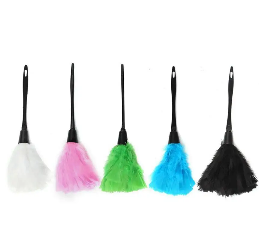 Multicolor Feather Duster Anti Static Dust Brush Black Plastic Handle
