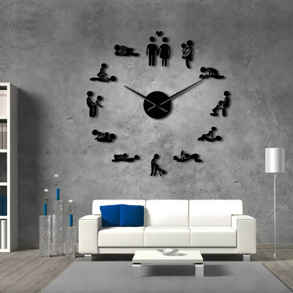 Juego de despedida de soltera Sexy Kama Sutra DIY adultos habitación decorativo gigante pared reloj sexo amor posición sin marco gran reloj de pared arte Juego de despedida de soltera Sexy Kama Sutra DIY adultos habitación decorativo gigante pared reloj sexo amor posición sin marco gran reloj de pared arte