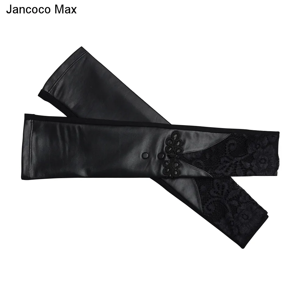 Jancoco Max 2018 новые женские из натуральной овечьей кожи перчатки черные сексуальные Fingerlesss перчатки для модные женские туфли S2072