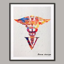 Акварельный ветеринарный кадуцеус холст без алмазной живописи Анатомия стены искусства медицинские постеры для печати фотографий украшения