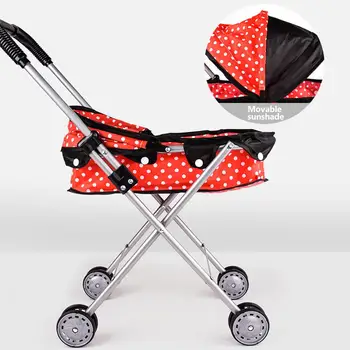 

Trolley Pink Baby Stroller Foldable Pushchair Nursery Cart Bag Girls Toy Dolls Accesoires Furniture Toy Baby Birthday Kids Gifts