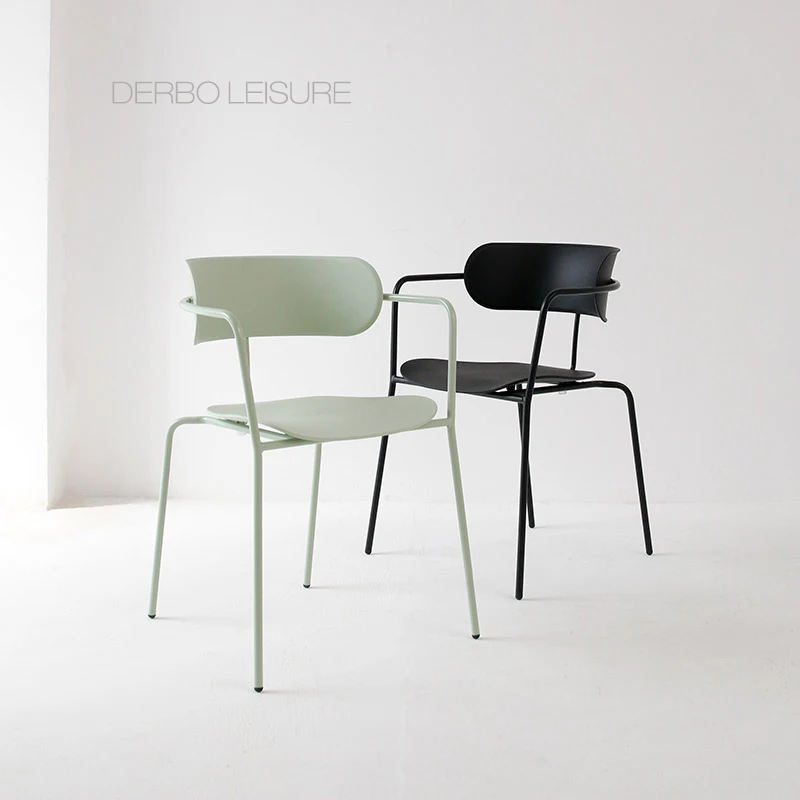 

Modern Classic Fashion Design Popular Metal Loft Nordic Steel stack Leisure Outdoor Meeting restaurant Dining Arm Cafe Chair 1PC