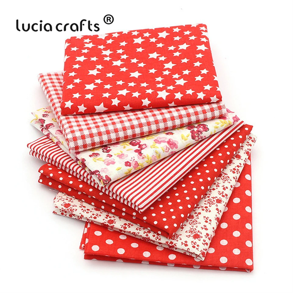 Lucia crafts, 7 шт./лот, 25*25 см, хлопковая ткань с принтом для рукоделия, куклы, ручная работа, шитье, Лоскутная Ткань, текстиль, ткань H0913