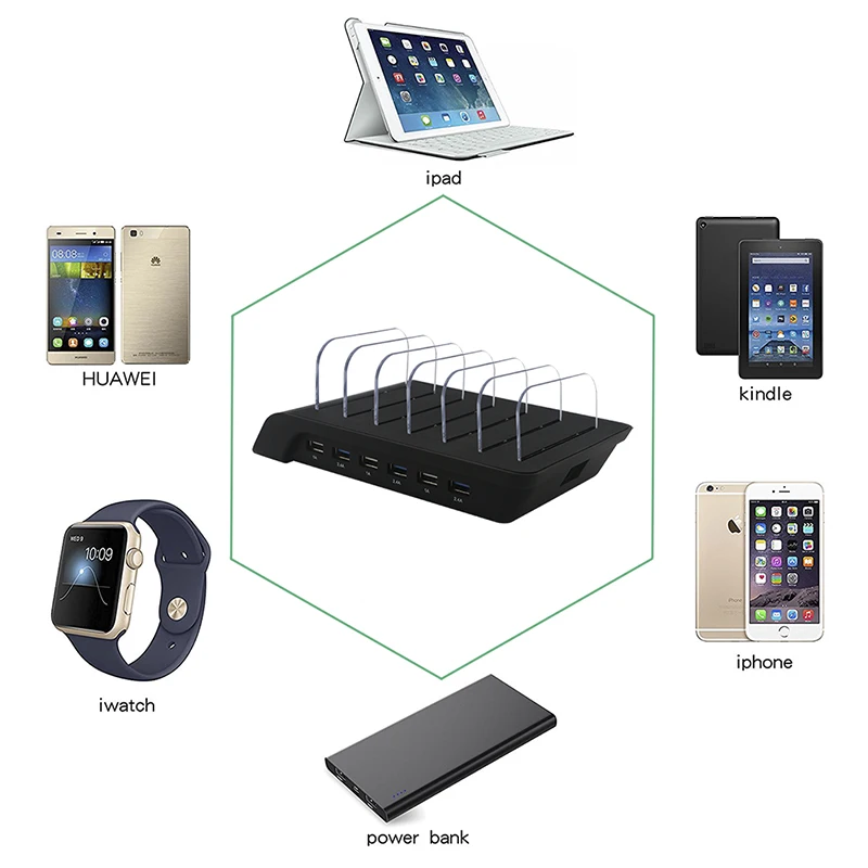 Leebote универсальное USB зарядное устройство 6 портов usb зарядная станция подставка Док-станция для Apple iPhone samsung Xiaomi huawei Meizu USB зарядное устройство