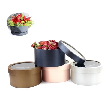 

1 Pieces Flower Packing Round Box With Transparent Lid Flower Packaging Boxes Florist Gift Packaging Supply Wedding Party