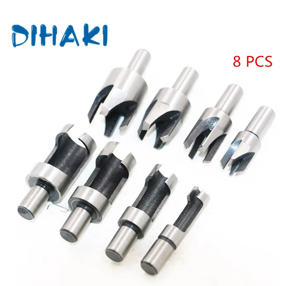 

8 PCS/Set Carbon Steel Wood Plug Hole Cutter Drill Bit Set 5/8" 1/2" 3/8" 1/4" For Bench/Pistol Drill Claw Woodwork Drill