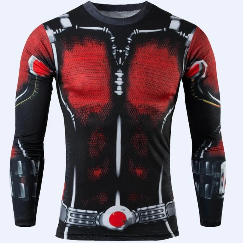 

Men Marvel Compression Shirt Long Sleeve 3D T Shirt Superman/Captain America Fitness Clothing