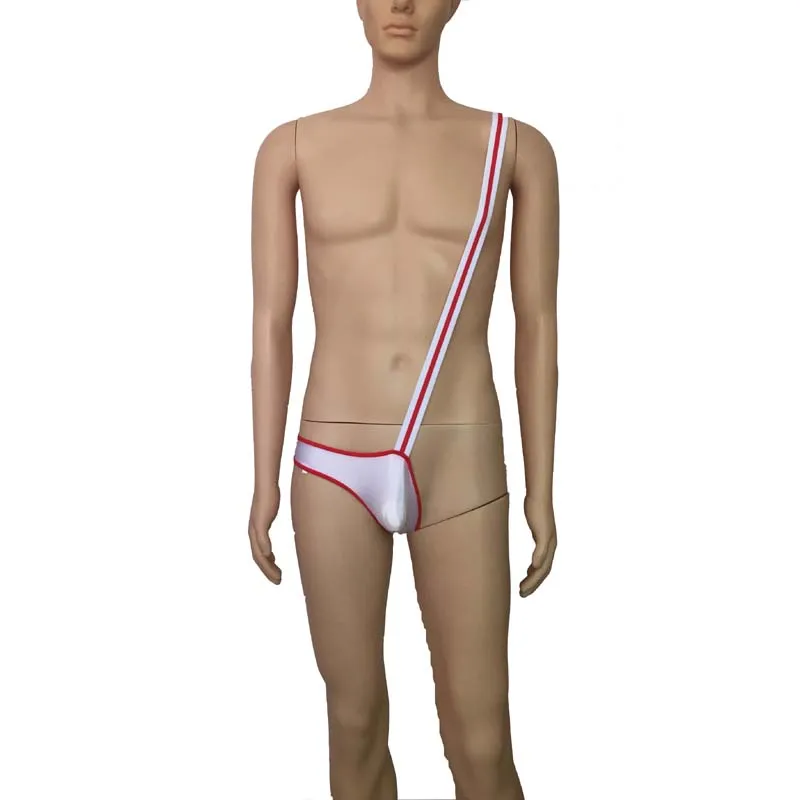 

Sexy Men G-String Pouch One Side Half Thong Low Rise Men's Mankini Underwear Lingerie Thong Leotard One Shoulder Singlet