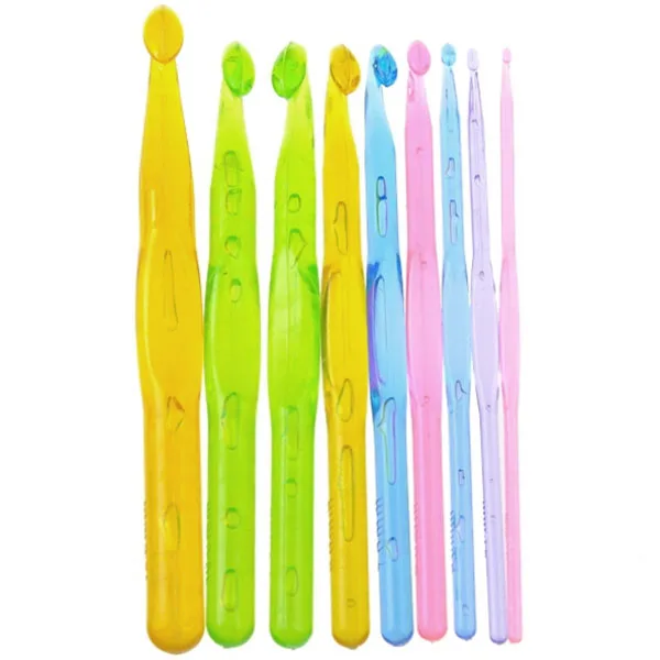 

Useful Durable Multi-color Plastic Craft Knit Crochet Hooks Knitting Needles Weave Craft 9 PCS/set