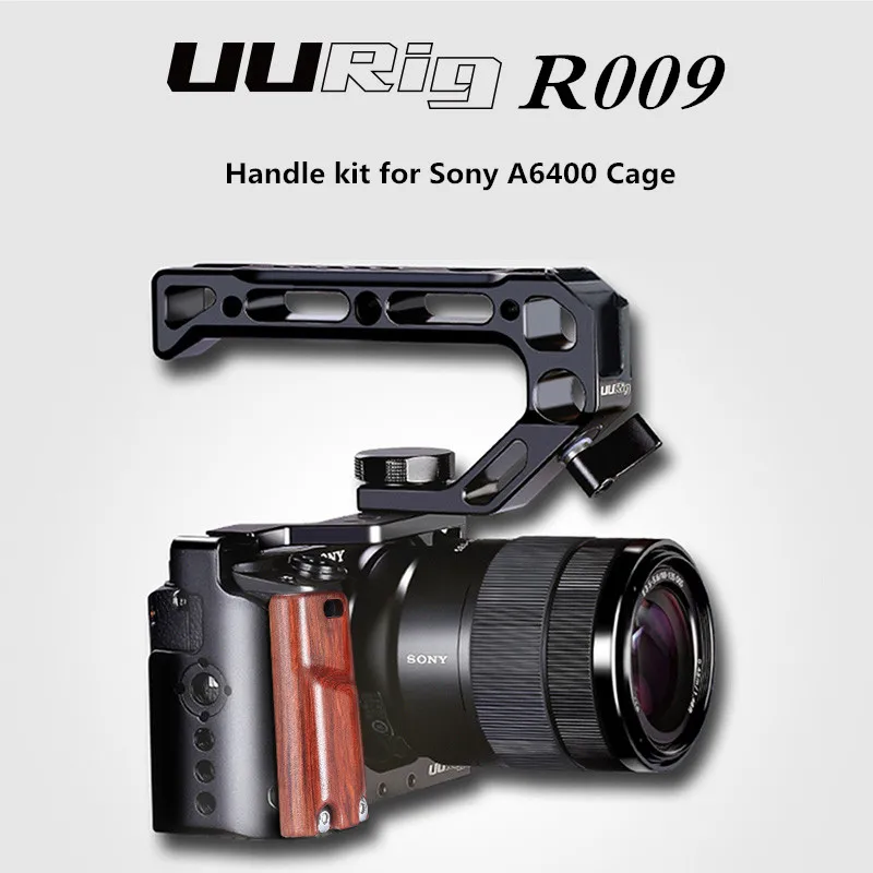 

UURig R009 Wooden Handle Hand Grip for Sony A6400 DSLR Camera Handheld Rig for Metal Cage Kit Case Accessory Portable