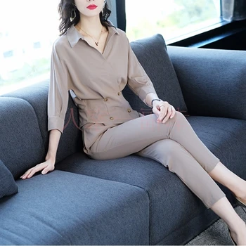 

Big Size Two Piece Set Suit Women Stylish Conjunto Feminino Year-old Female Costume Office Work Ensemble Femme Deux Pieces