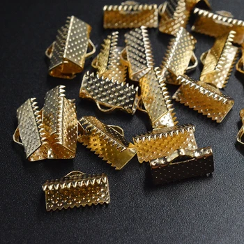 

FLTMRH 20pcs 16mm Rose Gold/Silver Color End Caps Clasps Fastener Flat Leather Cord Bracelets Connectors DIY Jewelry Making