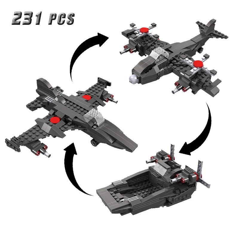 

COGO Military Educational Building Blocks Toys For Children Gifts Army Transport Aircraft Boat Compatible Legoe