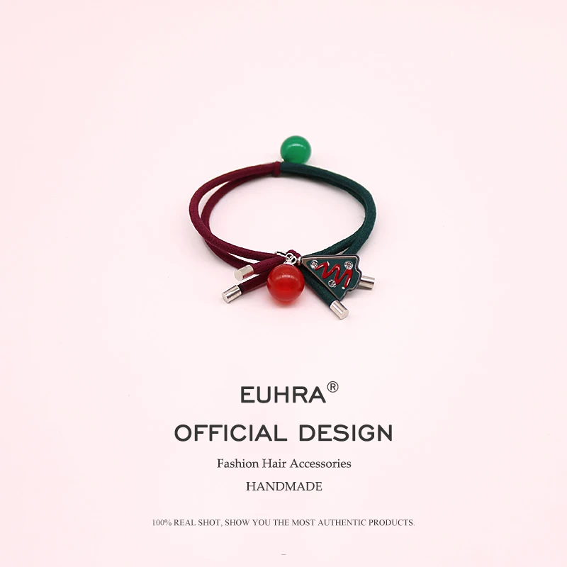 

3 Colors Elastic Hair Band Snowman Christmas Tree Santa Claus Jingle Bell XMAS Reindeer Women Girls Hairband Rubber Band Scrunch