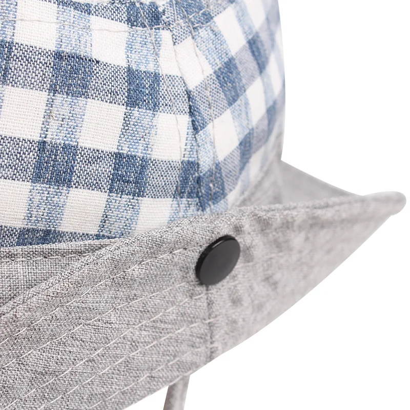 Plaid Baby Hat For Girls Wide Brim Kids Sun Cap Rabbit Ears Cotton Hat Lace Up Cowboy Children Cap Autumn Baby Girls Clothing  (7)
