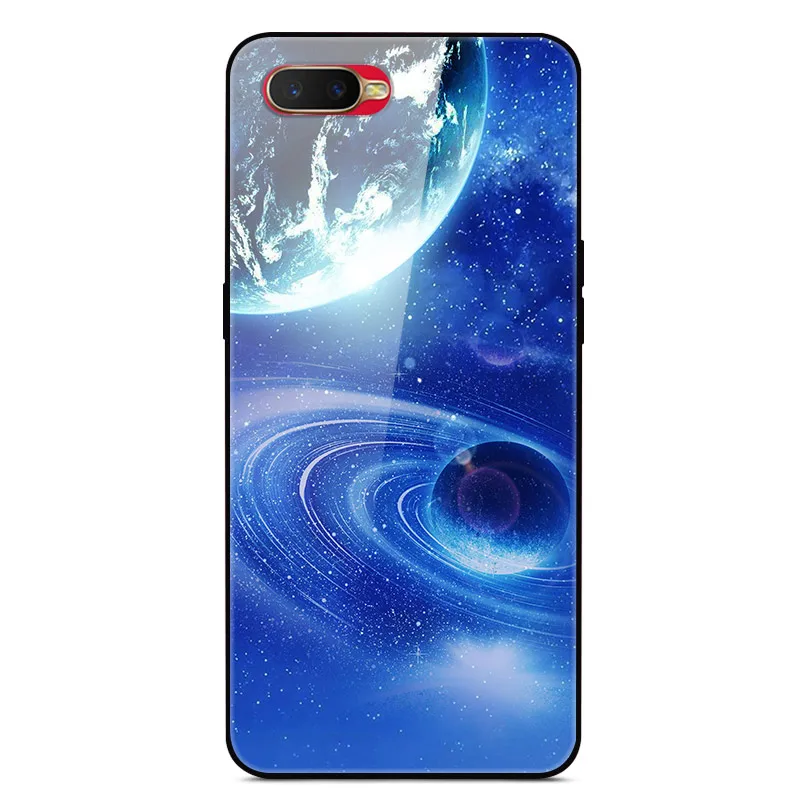 Синий Чехол из закаленного стекла для OPPO RX17 Neo чехол силиконовый бампер жесткая стеклянная задняя крышка для OPPO RX17 Neo RX 17 Neo A1K AX7 Capas - Цвет: Синий