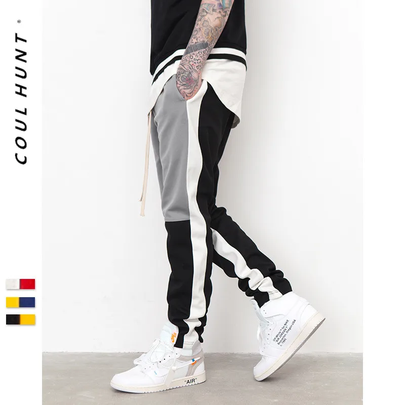 

Men's Color Block Sweatpants 2019 Vintage Patchwork Elastic Waist Joggers SweatPants Hip Hop Style Mens Spiced Full Length Pant