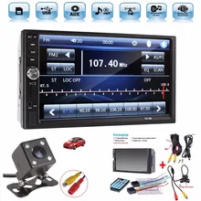 Универсальный 7 ”HD Bluetooth Сенсорный экран стерео Радио плеер 2 DIN в тире MP3 MP5 медиа-плеер с камера заднего вида