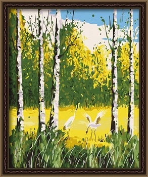 

Diy digital oil painting by numbers paint by number for home decor diy painting on canvas Crane and white birch