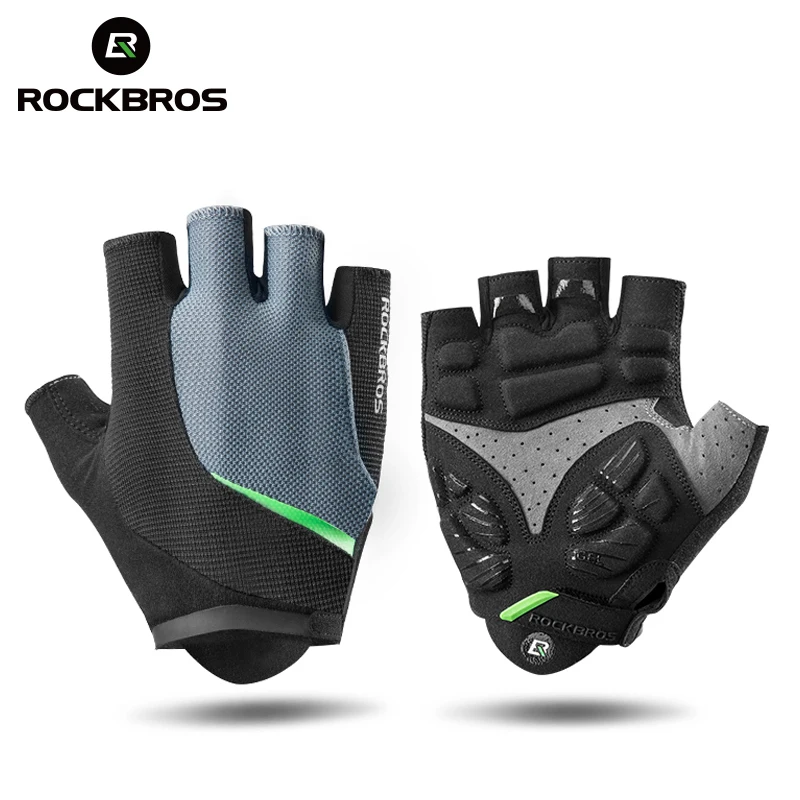 RockBros Exercise Gloves Gel Pad Mountain Bike Men Women Half Finger Shock-Absorbing Breathable Road Bicycle Gym Training Gloves