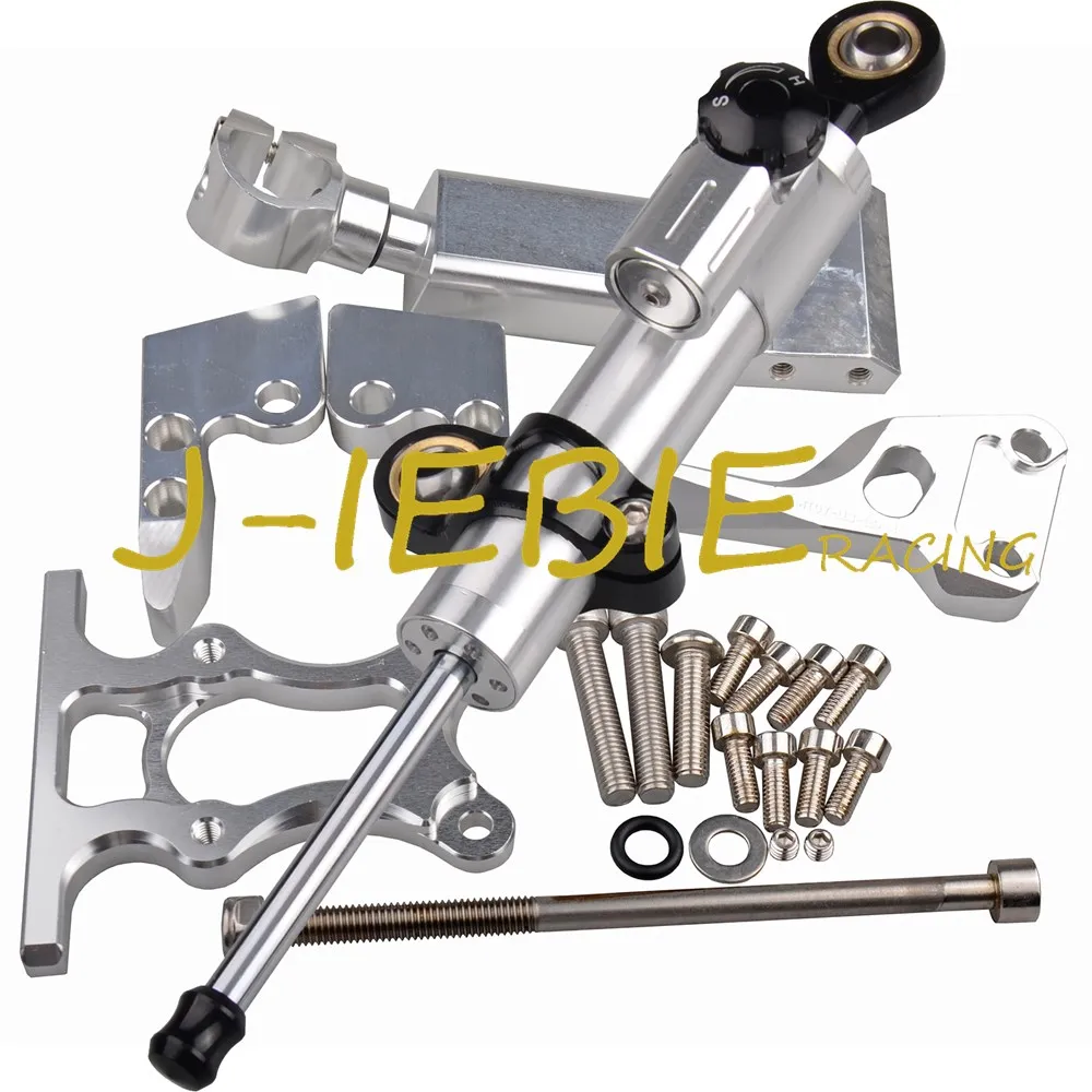 CNC Steering Damper Stabilizer and Silver Bracket Mounting For Yamaha