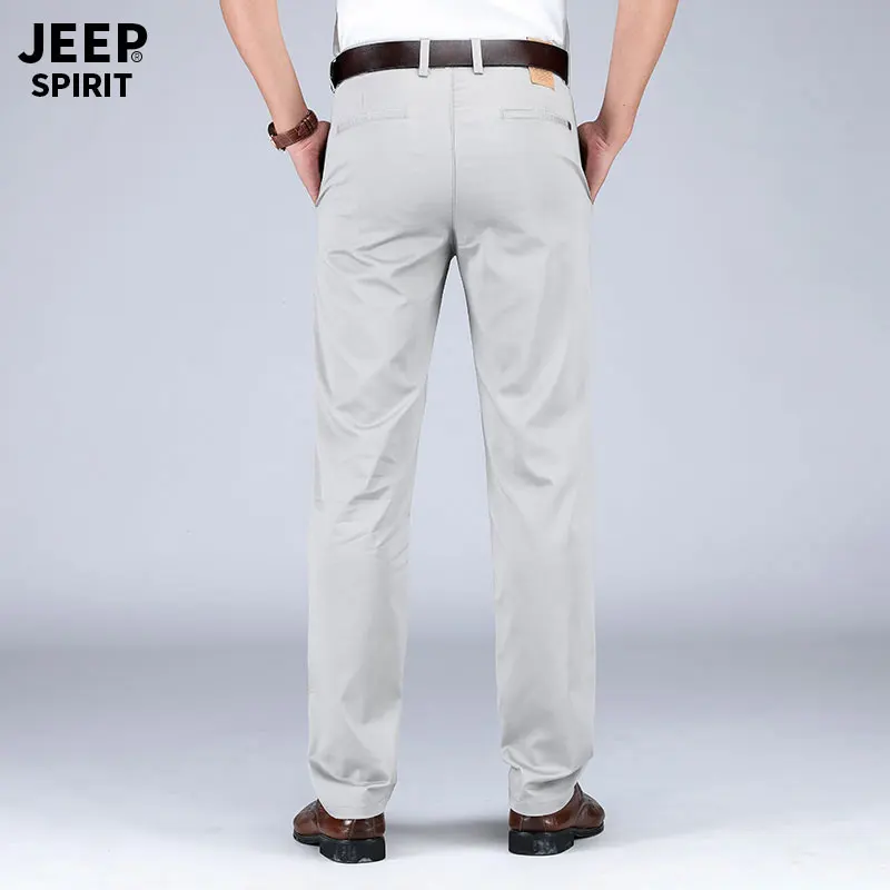 2019 Summer Autumn JEEP Brand Casual Suit Pants Straight Style Lyocell Men's Casual Mid Waist Cotton Pants Fashion Trousers (13)