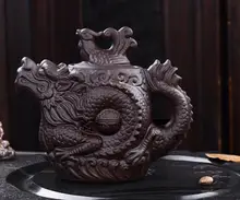 Tetera de Yixing Pequeña Elegante Dragón y Phoenix Olla 210 ml de arcilla púrpura hecho a mano tetera de kung fu tetera