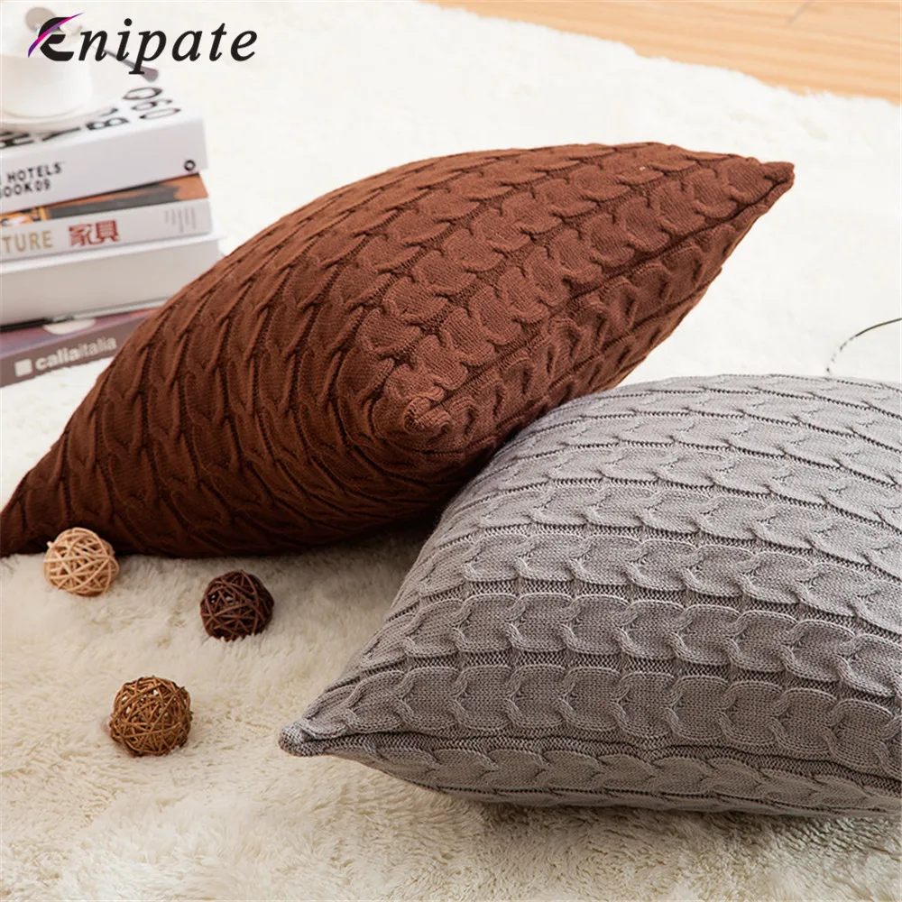 Enipate خمر لينة غطاء الوسادة الصلبة محبوك القطن الصوف كيس وسادة الصلبة أريكة طاولة المنزل وسادة رمية‏ مزخرفة غطاء