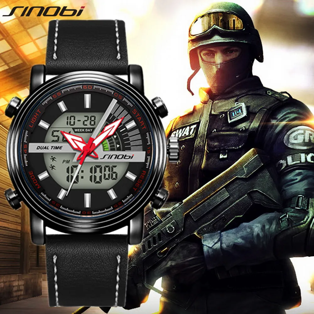 

Sinobi Men Military Watch 50m Waterproof Wristwatch LED Quartz Clock Sport Watch Male relogios masculino Sport Watch Men S Shock