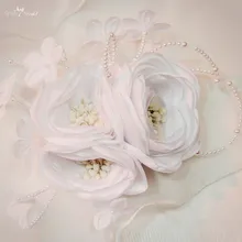 RSB5 украшения для волос цветочный головные уборы для волос Цветы Свадебные для невесты аксессуары для волос; свадебные Белый сатин повязка с цветами Корона