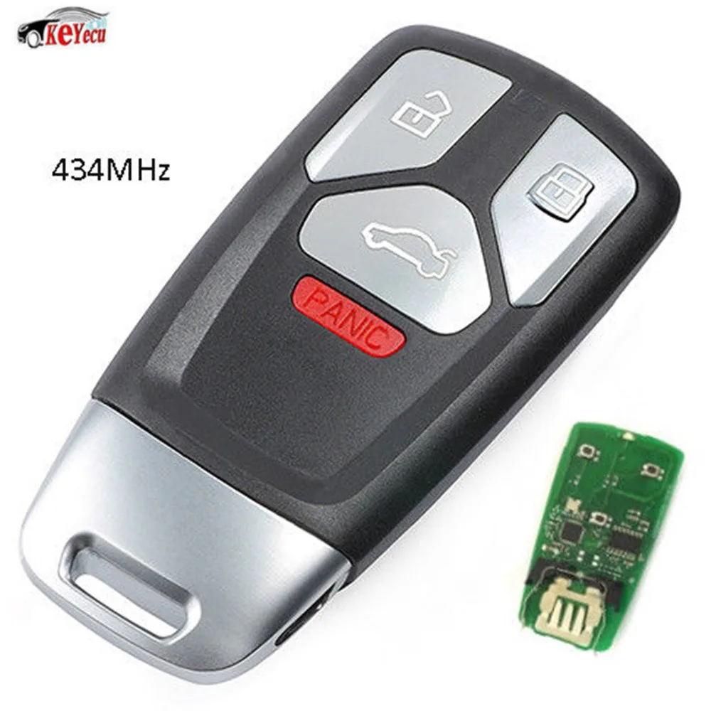 KEYECU Сменный без ключа вступление Smart Remote брелока автомобиля 434 МГц для Audi-до A4 A5 Q7,-до TT