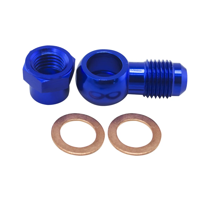Pqy-alumínio azul 044 bomba de combustível an6 a 12.5mm tomada adaptador banjo montagem + tampa PQY-FK045BL + fk047-4