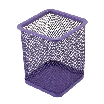 

5X Purple Metal Rectangle Shaped Mesh Pen Pencil Holder Organizer