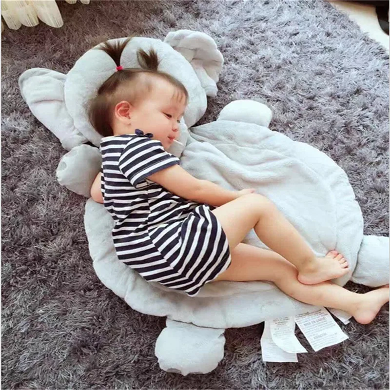 Gray Plush Elephant Children Play Cushion For Floor Sofa Bed Fox