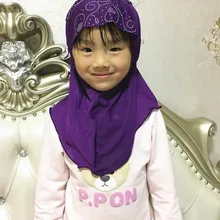 H1077 стиль хиджаб детский с кружевом на спине, смешанные цвета, быстрая