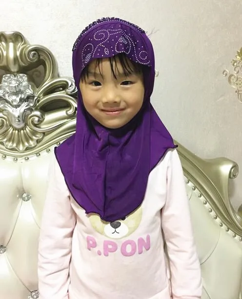

H1077 new style small girl hijab with lace on back,mixed colors,fast delivery