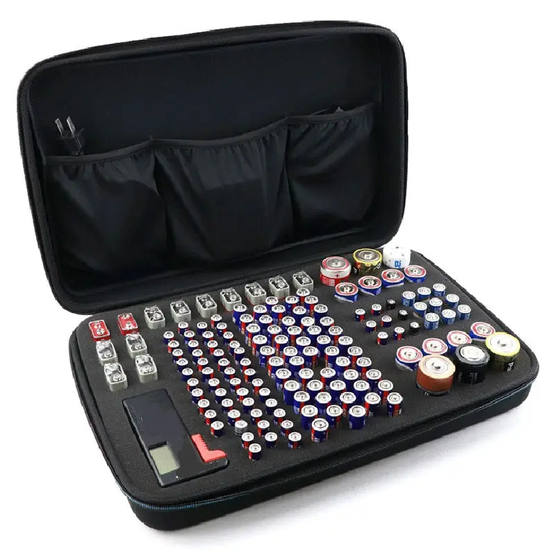 

Large Battery Storage Bag Carrying Case Bag Holder Battery Organizer Holds 152 Batteries AA AAA C D 9V with Battery Tester BT168