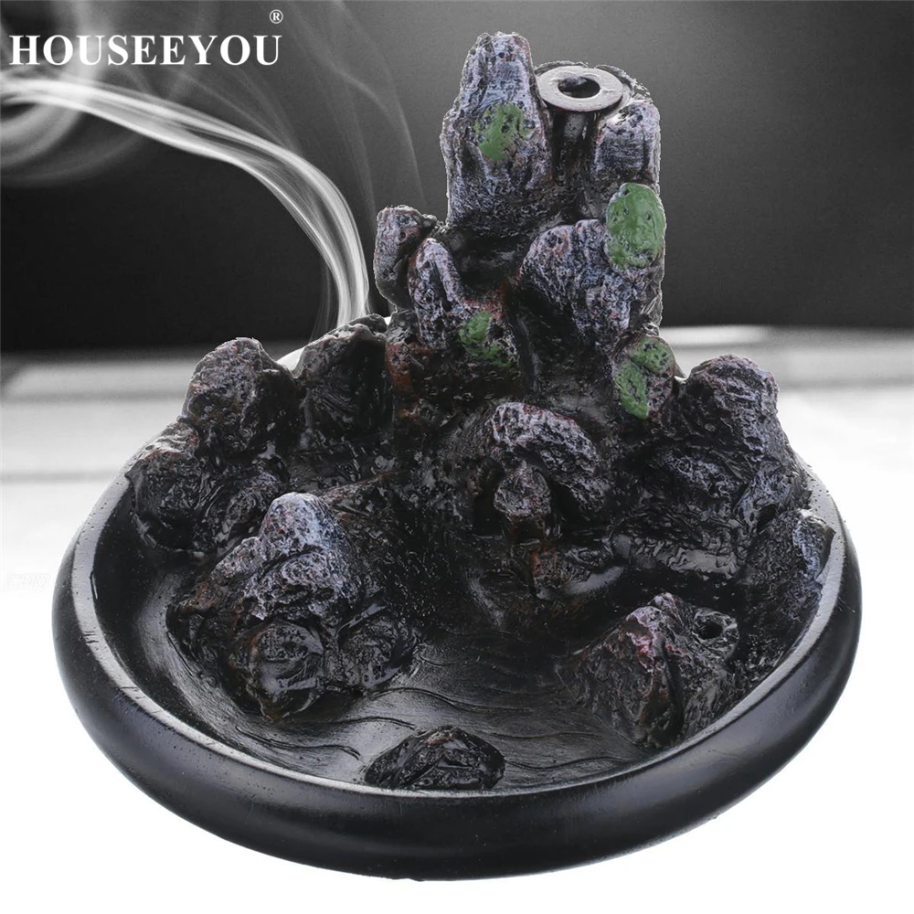 

Waterfall Cone Incense Burner Stick Coil Holder Home Ceramic Backflow Censer Rockery Mountain Aromatherapy Fragrant Furnace